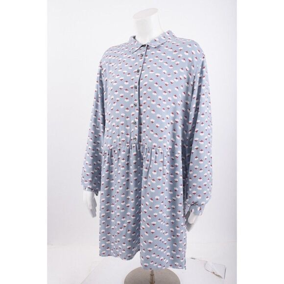 Boden Womans Blouse Shirt Tunic Top US 16L UK 20L Blue Gray Floral Tunic NWT - Picture 3 of 6